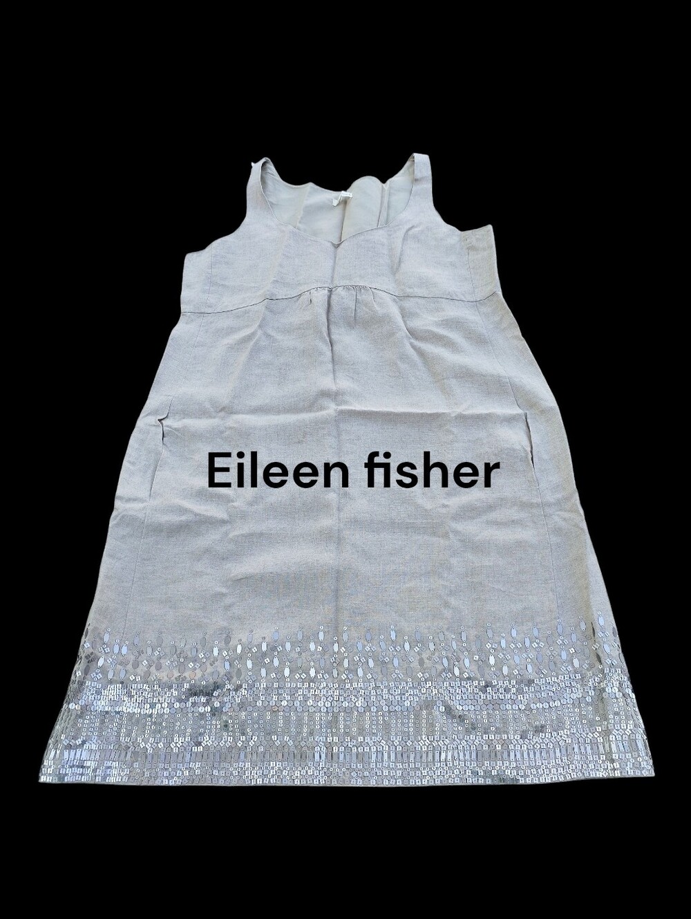 Eileen Fisher Cream Midi Dress Organic Linen